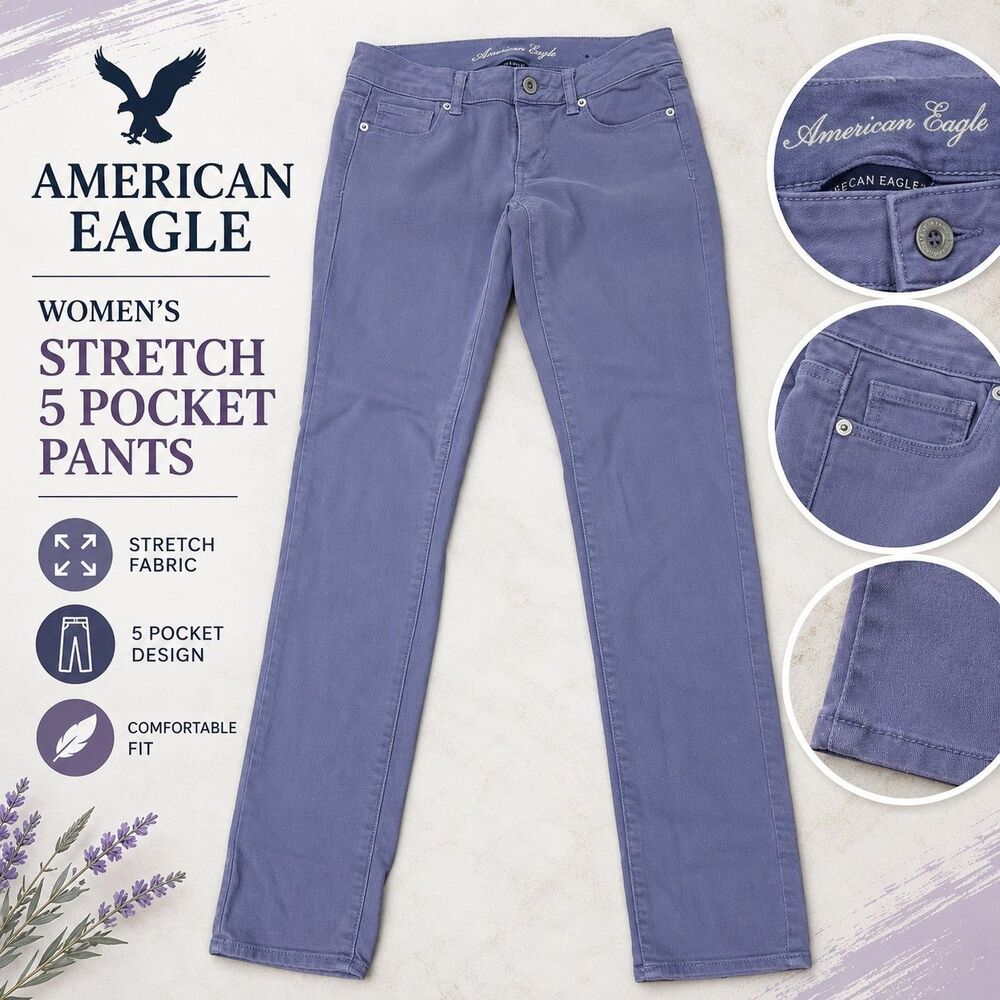 American Eagle Women's -Size 2-  Lavender Purple Stretch 5 Pocket Pants